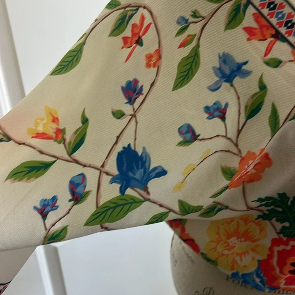 Anthropologie Crop Top Flying Tomato vibrant Boho Floral Blouse Kimono Sleeves M - Picture 4 of 7